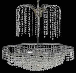 ITALIAN MODERN CRYSTAL TIERED 6-LIGHT CHANDELIER