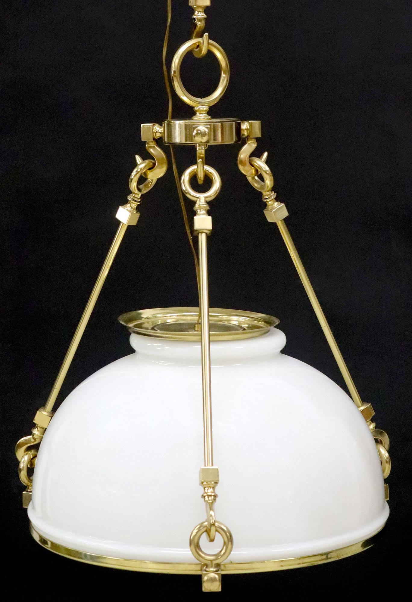 ITALIAN BRASS & MILK GLASS 1-LIGHT CEILING LAMP (1 of 4)