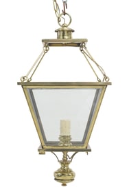 ITALIAN GILT METAL & GLASS LANTERN CEILING LAMP