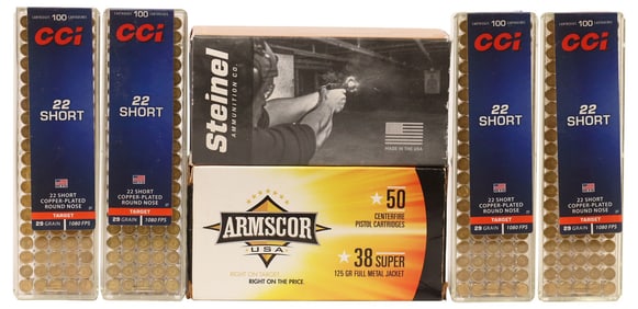 AMMO, ARMSCOR, STEINEL .38 & CCI .22 SHORT