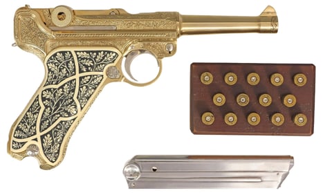 GERMAN GILT P-08 PROP PISTOL & CASE