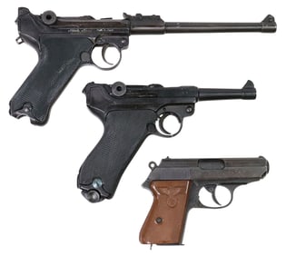 (3) BLANK & PROP PISTOLS, PPK, P-08
