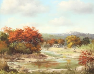 CHARLOTTE CLAIRE PAYNE (TX, D.2011) PAINTING, AUTUMNAL HILL COUNTRY