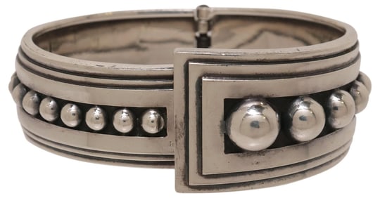PAT AREIAS SOUTHWEST STERLING SILVER HINGED CLAMPER CUFF