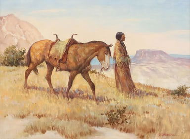 SHEP CHADHORN (20TH C.) WESTERN PAINTING INDIAN MAIDEN