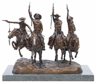 AFTER FREDERIC REMINGTON BRONZE SCULPTURE, 'COMING THROUGH THE RYE'