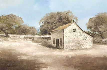PAUL BURKLE (TX, 20THC.) WESTERN LANDSCAPE PAINTING, 24" X 36"