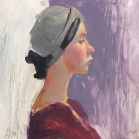 DON WARD (B.1947) PAINTING FIGURE STUDY, 12" X 12"