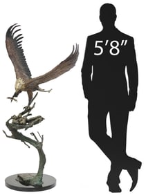 LARAN GHIGLIERI (B.1944) BRONZE SCULPTURE AMERICAN BALD EAGLE
