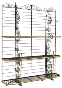 FRENCH WROUGHT IRON & BRASS BAKER'S RACK