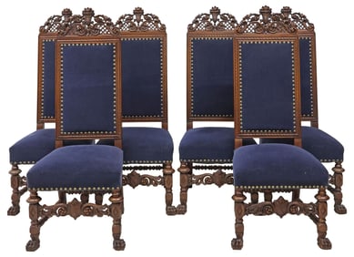 (6) MUNAGO (ATTRIB.) AMERICAN RENAISSANCE REVIVAL CARVED DINING CHAIRS