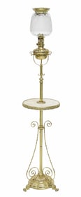 VICTORIAN GILT METAL MARBLE TELESCOPIC LAMP