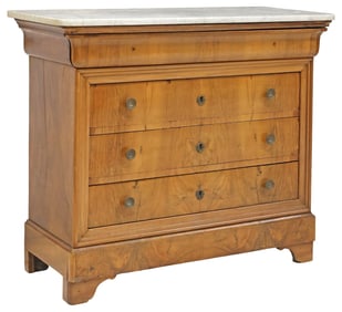FRENCH LOUIS PHILIPPE PERIOD MARBLE-TOP WALNUT COMMODE