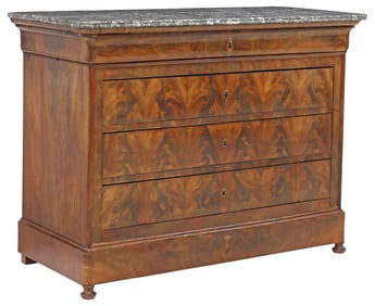 FRENCH LOUIS PHILIPPE MARBLE-TOP MAHOGANY COMMODE