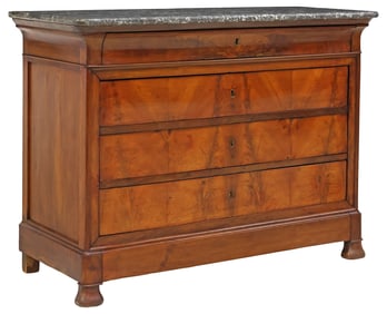 FRENCH LOUIS PHILIPPE MARBLE-TOP MAHOGANY COMMODE