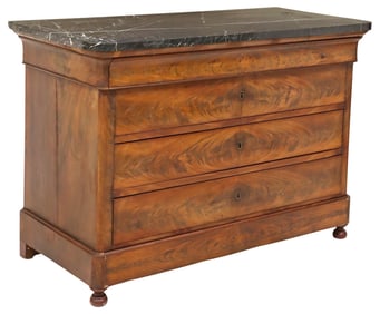 FRENCH LOUIS PHILIPPE MARBLE-TOP MAHOGANY COMMODE