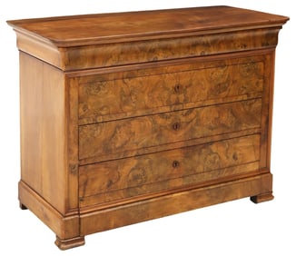 FRENCH LOUIS PHILIPPE BURL WALNUT COMMODE