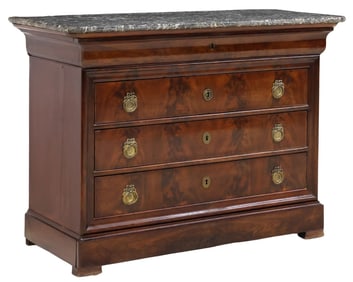 FRENCH LOUIS PHILIPPE PERIOD MARBLE-TOP MAHOGANY COMMODE