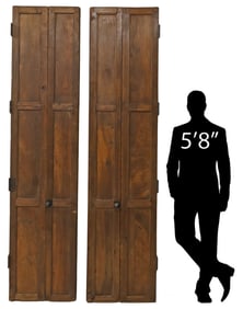 (2) LARGE RUSTIC PANELED PINE FOLDING ARCHITECTURAL DOORS, 108"H