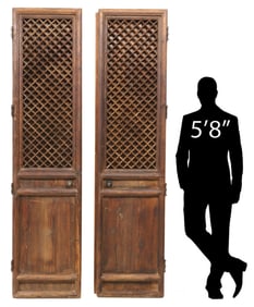 (2) RUSTIC ARCHITECTURAL LATTICEWORK DOORS