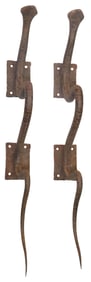 (2) ARCHITECTURAL WROUGHT IRON FIGURAL SNAKE-FORM DOOR HANDLES