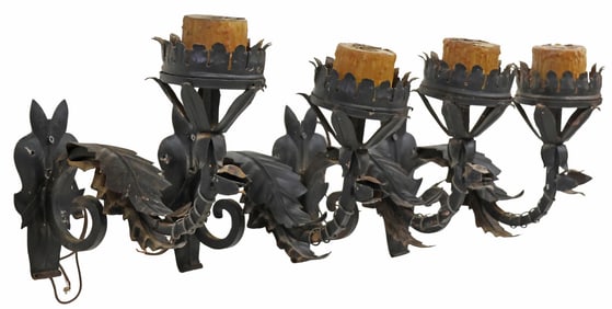 (4) SPANISH COLONIAL-STYLE WROUGHT IRON 1-LT WALL SCONCES