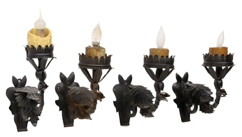 (4) SPANISH COLONIAL-STYLE WROUGHT IRON 1-LT WALL SCONCES