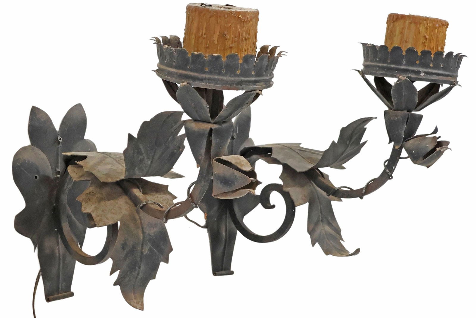 (2) SPANISH COLONIAL-STYLE WROUGHT IRON 1-LT WALL SCONCES (1 of 2)