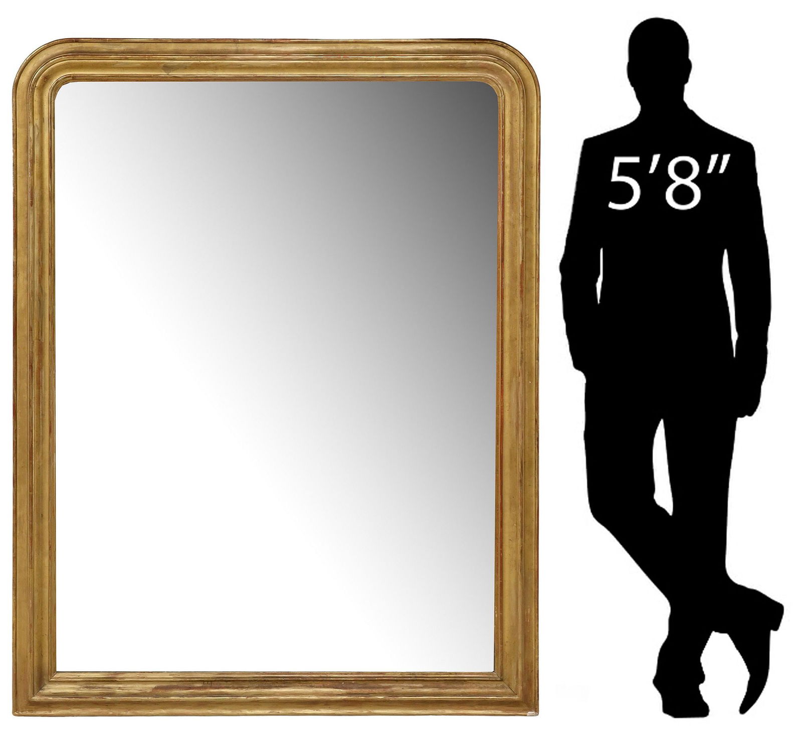 LARGE FRENCH LOUIS PHILIPPE GILT-PAINTED MIRROR, 67" X 51" (1 of 4)