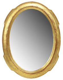 ITALIAN GILTWOOD OVAL BEVELED WALL MIRROR
