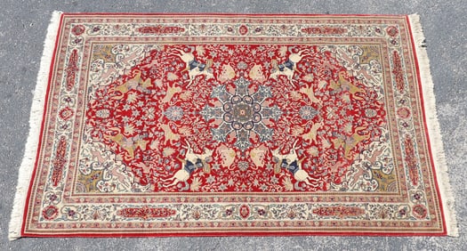 HAND-TIED PERSIAN QUM RUG, 7'1" x 4'7"