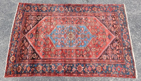 HAND-TIED PERSIAN HAMADAN RUG, 6'5" X 4'4"