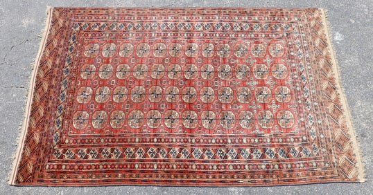 HAND-TIED TURKOMAN RUG, 7'11" X 5'6"