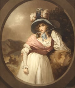 AFTER GEORGE MORLAND MEZZOTINT PORTRAIT OF A GEORGIAN LADY