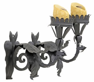 (2) SPANISH COLONIAL-STYLE WROUGHT IRON 1-LT WALL SCONCES