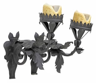 (2) SPANISH COLONIAL-STYLE WROUGHT IRON 1-LT WALL SCONCES