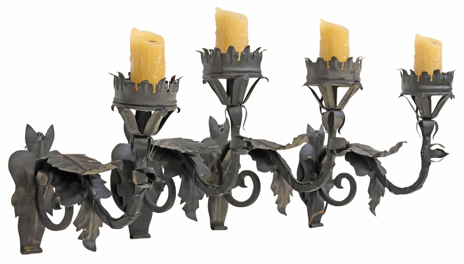 (4) SPANISH COLONIAL-STYLE WROUGHT IRON 1-LT WALL SCONCES (1 of 2)