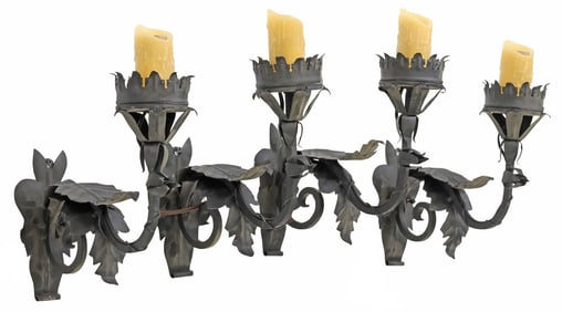 (4) SPANISH COLONIAL-STYLE WROUGHT IRON 1-LT WALL SCONCES