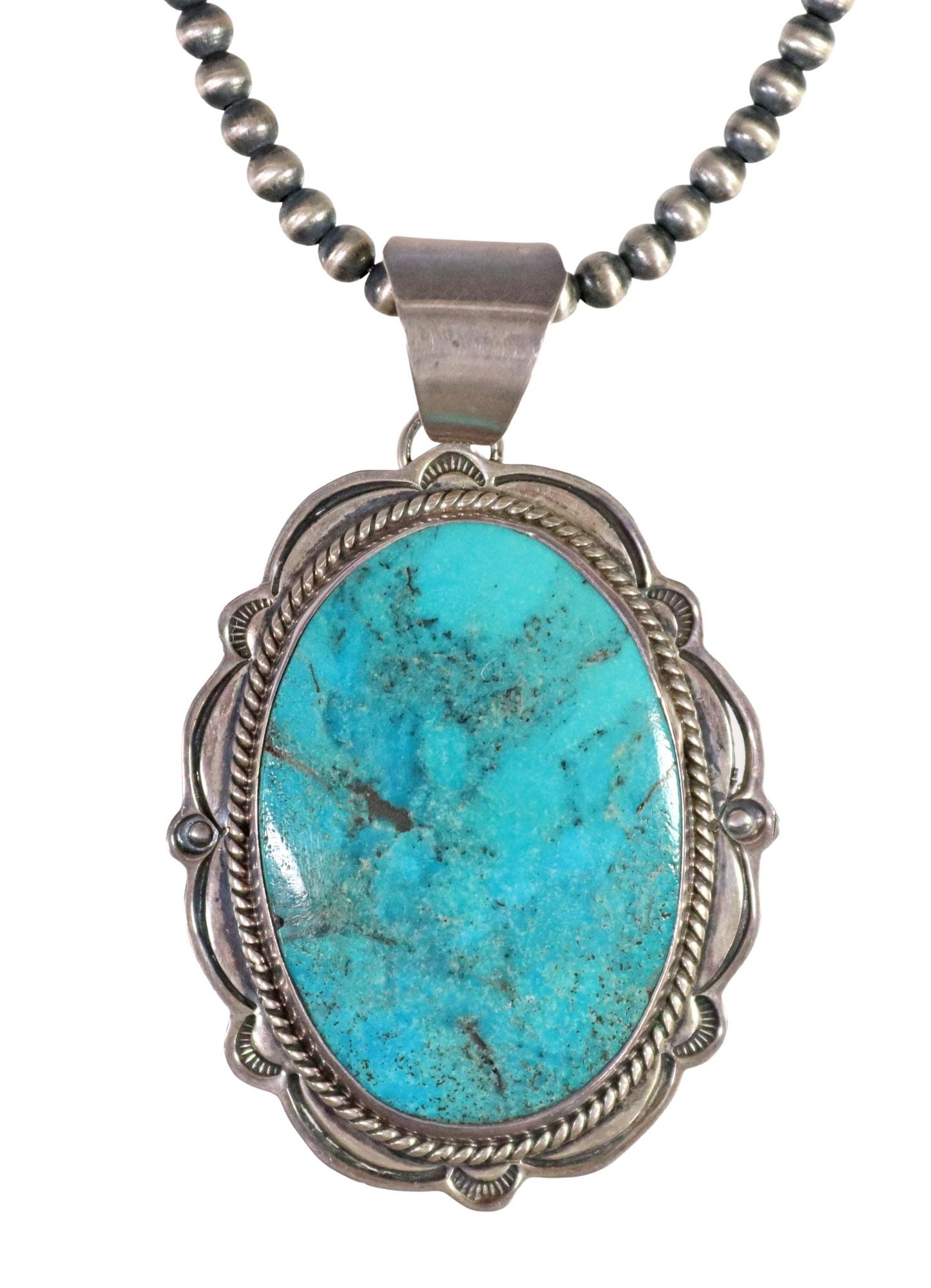 SOUTHWEST STERLING & TURQUOISE PENDANT NECKLACE (1 of 7)