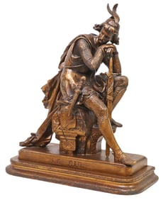 AFTER EUGENE LAURENT (1832-1898) CAST METAL KNIGHT SCULPTURE, 'LE CID'