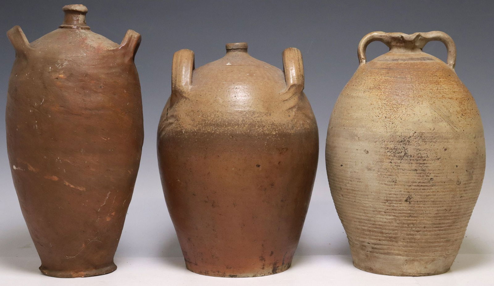 (3) FRENCH PROVINCIAL STONEWARE OIL JUGS & PITCHER (1 of 3)