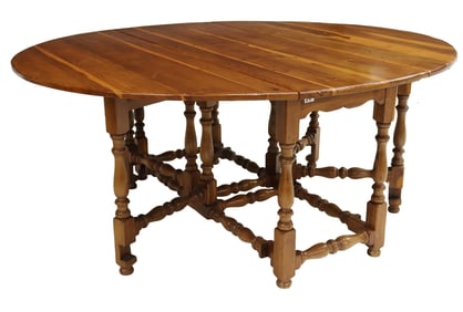 FRENCH PROVINCIAL FRUITWOOD OVAL DROP-LEAF TABLE