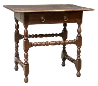ENGLISH WILLIAM & MARY STYLE OAK SIDE TABLE, 18TH C.
