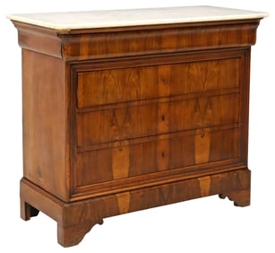 FRENCH LOUIS PHILIPPE MARBLE-TOP WALNUT COMMODE