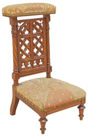 FRENCH GOTHIC REVIVAL CARVED MAHOGANY & NEEDLEPOINT PRIE-DIEU