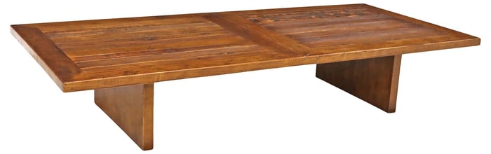 LARGE RUSTIC FRENCH OAK LOW COFFEE TABLE, ANTIQUE TABLETOP, 78.75"L