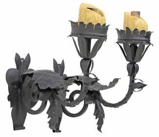 (2) SPANISH COLONIAL-STYLE WROUGHT IRON 1-LT WALL SCONCES