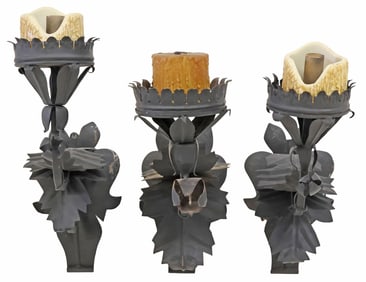 (3) SPANISH COLONIAL-STYLE WROUGHT IRON 1-LT WALL SCONCES