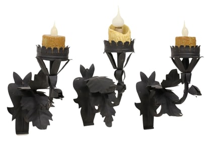 (3) SPANISH COLONIAL-STYLE WROUGHT IRON 1-LT WALL SCONCES