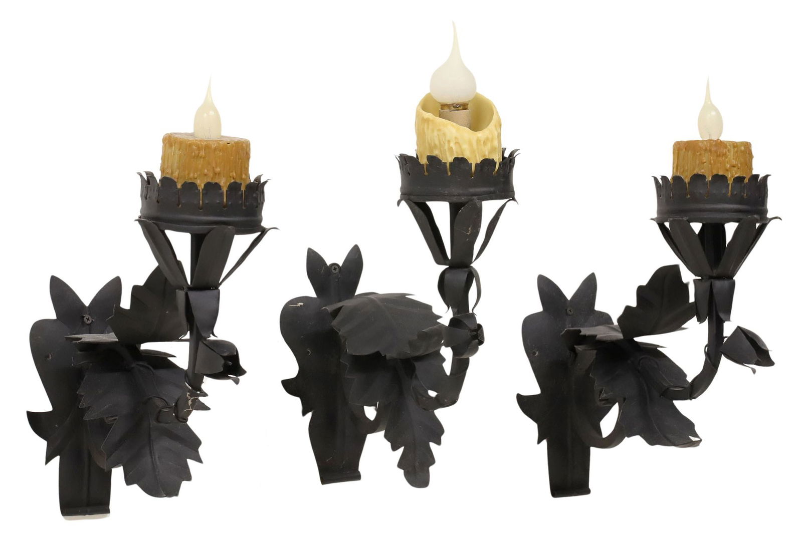 (3) SPANISH COLONIAL-STYLE WROUGHT IRON 1-LT WALL SCONCES (1 of 2)